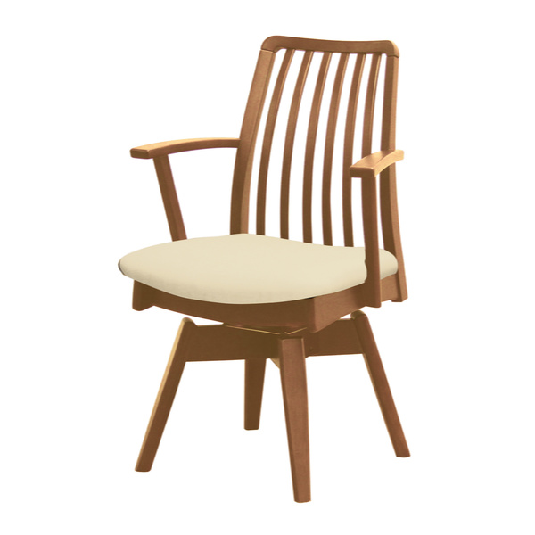 ダイニングチェア 回転式 座面高43cm 奥行53.5cm アームチェア 天然木