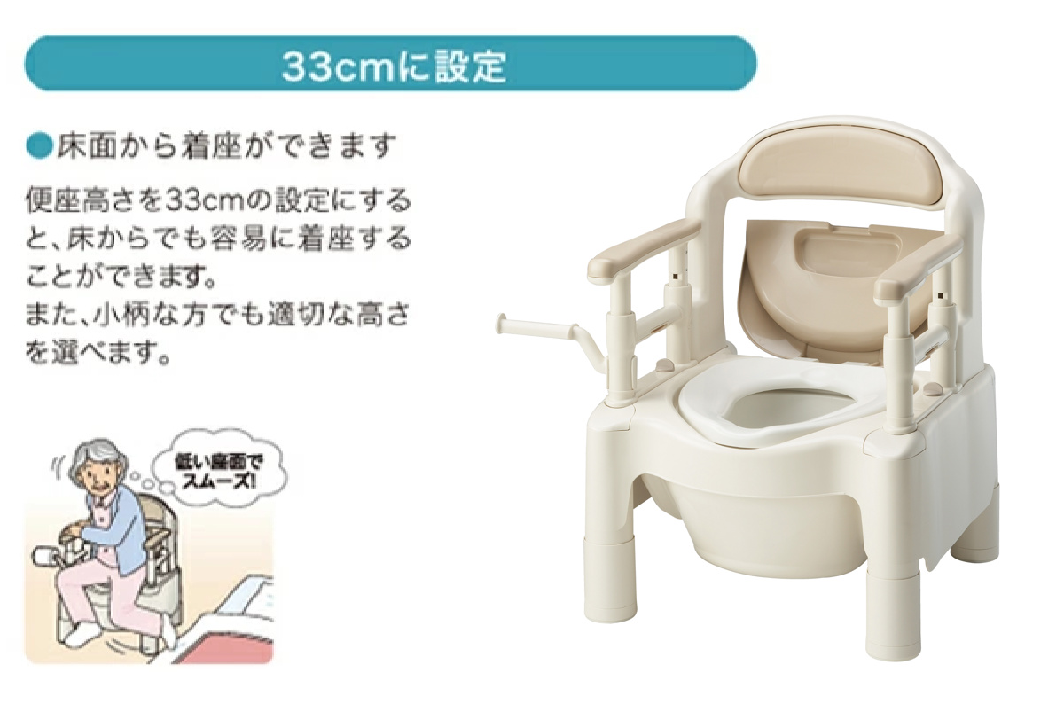 アロン化成 ポータブルトイレ 標準便座 キャスター付 介護用 ちびくま