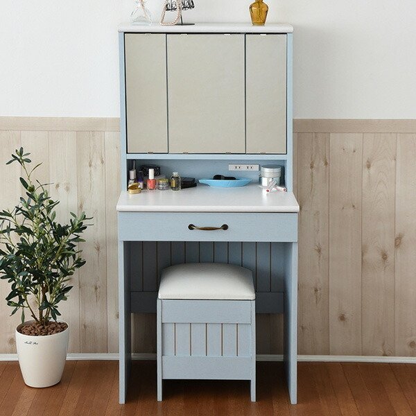 JK-PLAN（ジェイケイ・プラン） ドレッサー 幅60cm スツール付き 三面