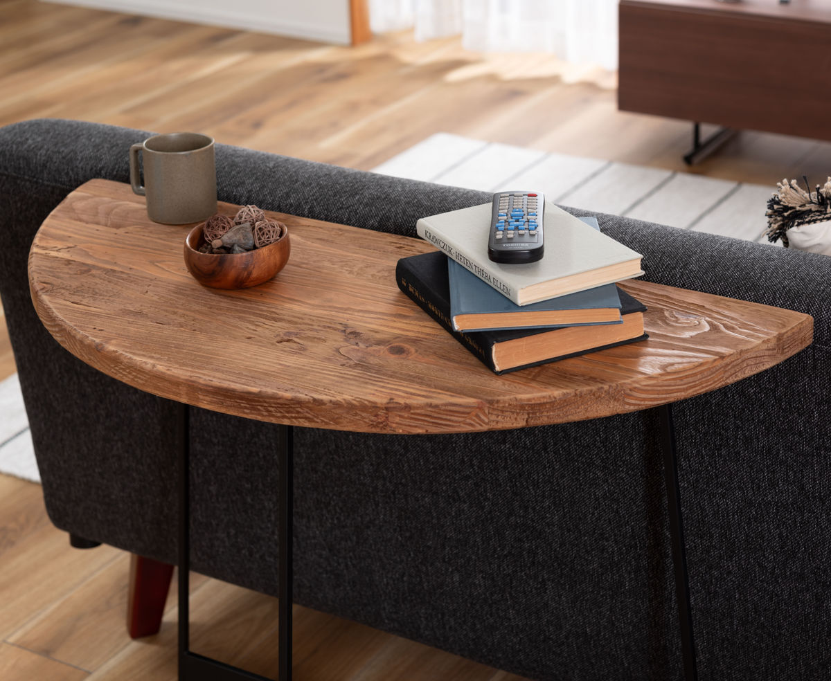 東谷 コンソールテーブル 半円型 高さ72cm 古材 （ 天然木 パイン材