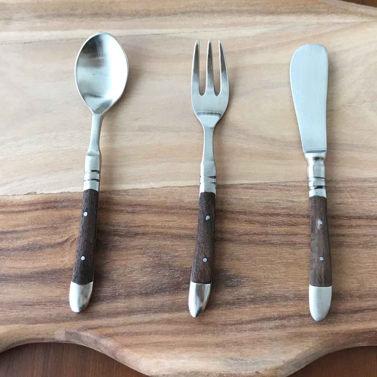 バターナイフ 13.5cm ブラスカトラリー ウッドハンドル 真鍮 （ ナイフ