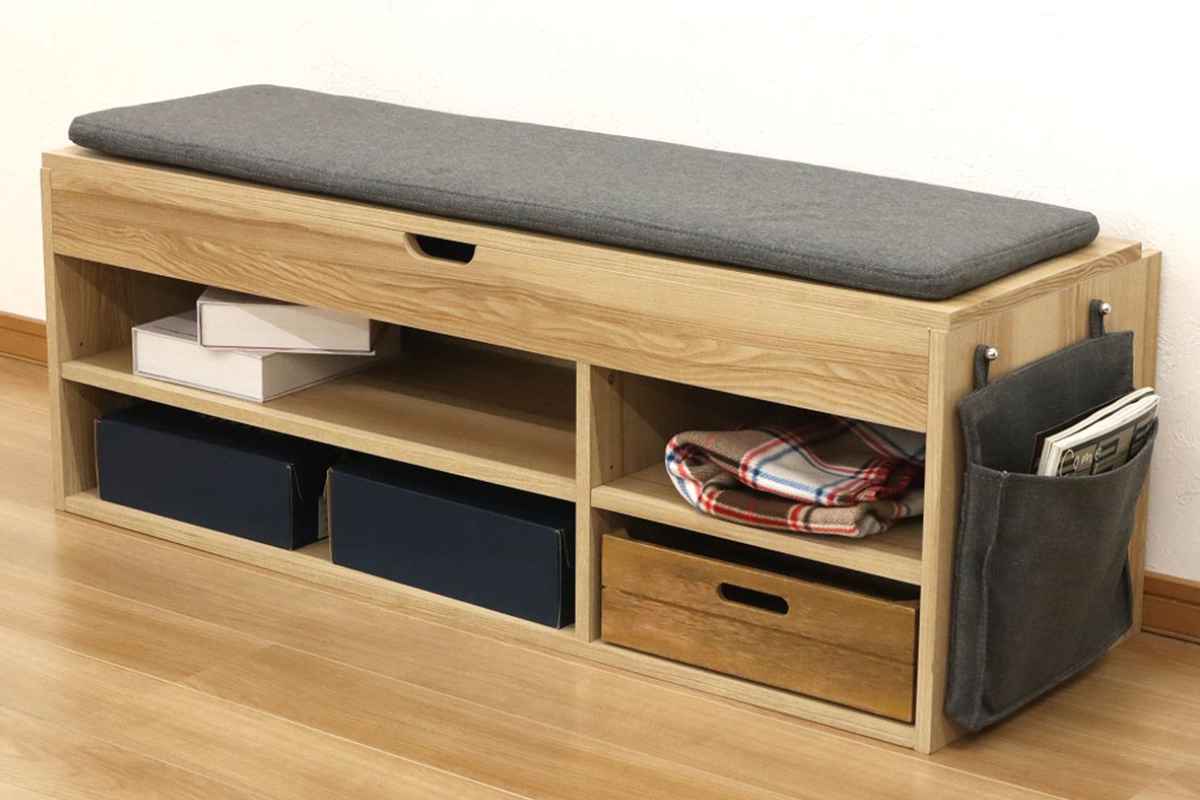 エイ・アイ・エス ベンチラック 2段2列 北欧風 座面収納 幅125cm