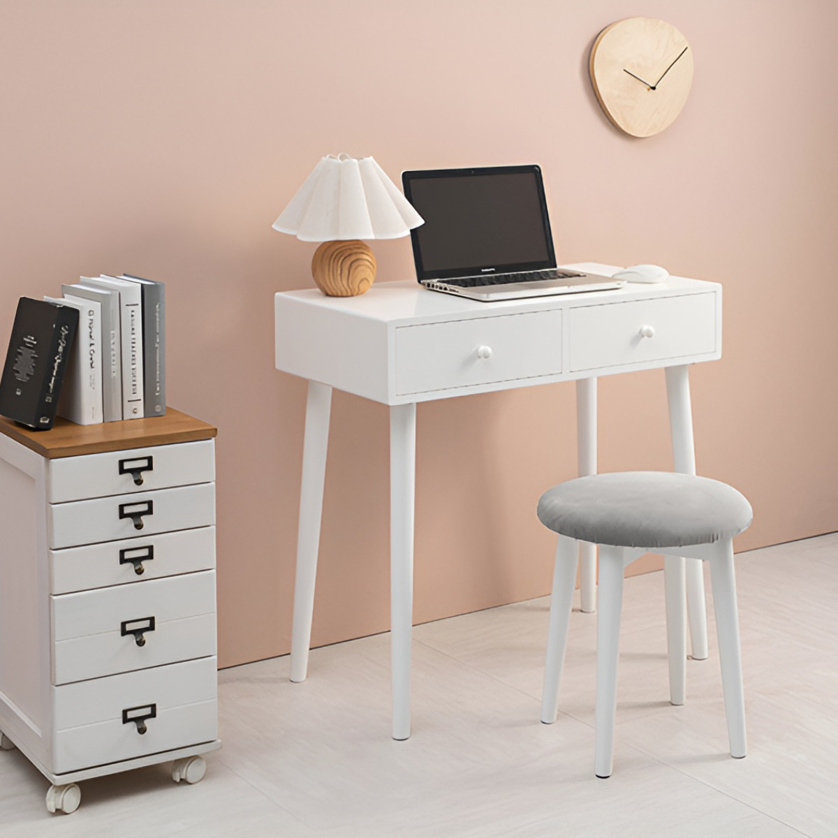 HAGiHARA（萩原） ドレッサー 幅75cm 四角ミラー スツール付き （ 鏡台