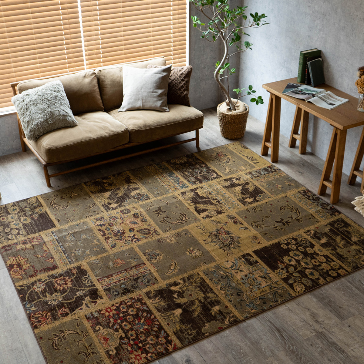 サヤンサヤン ラグ アンティーク 風 トルコ絨毯 おしゃれ 133×195