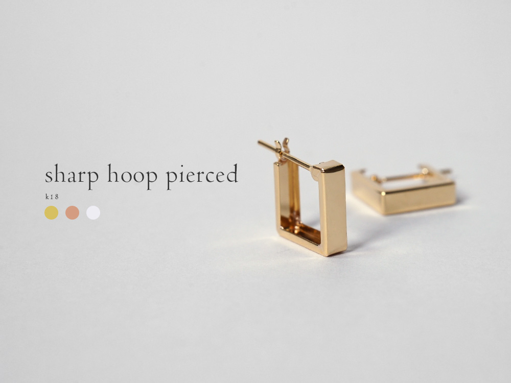 K18 シャープ フープピアス レディース 18k 18金 ゴールド プラチナ 地