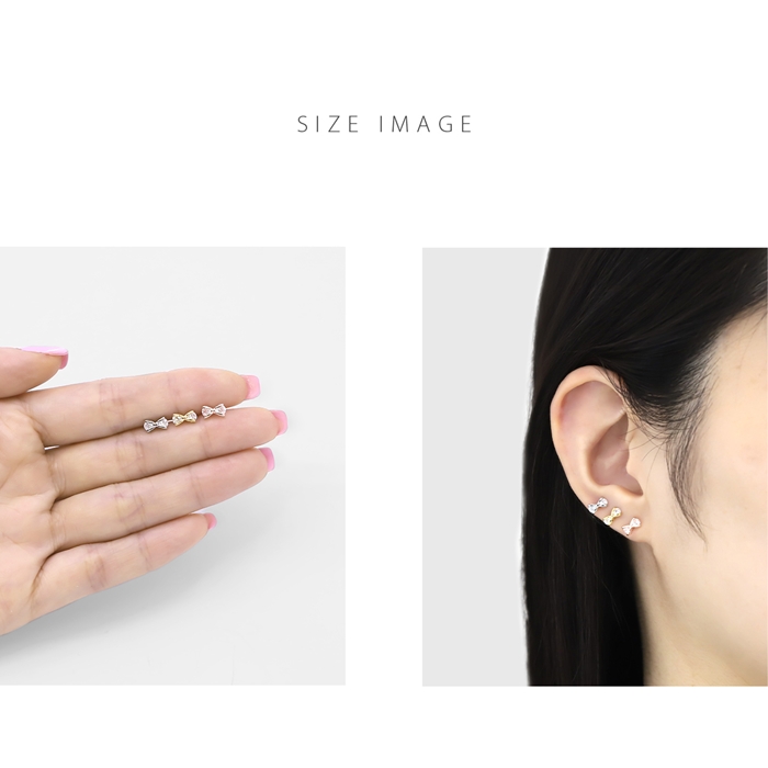 凛 RIN ボディピアス 16G リボン りぼん 軟骨ピアス ジュエル キラキラ