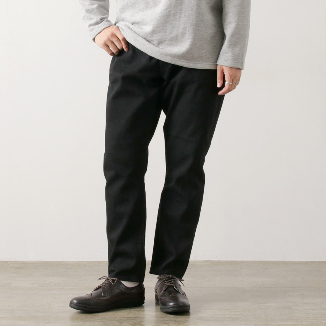 Sanca（サンカ） ブラック デニムテーパード 5Pパンツ / セルヴィッチ