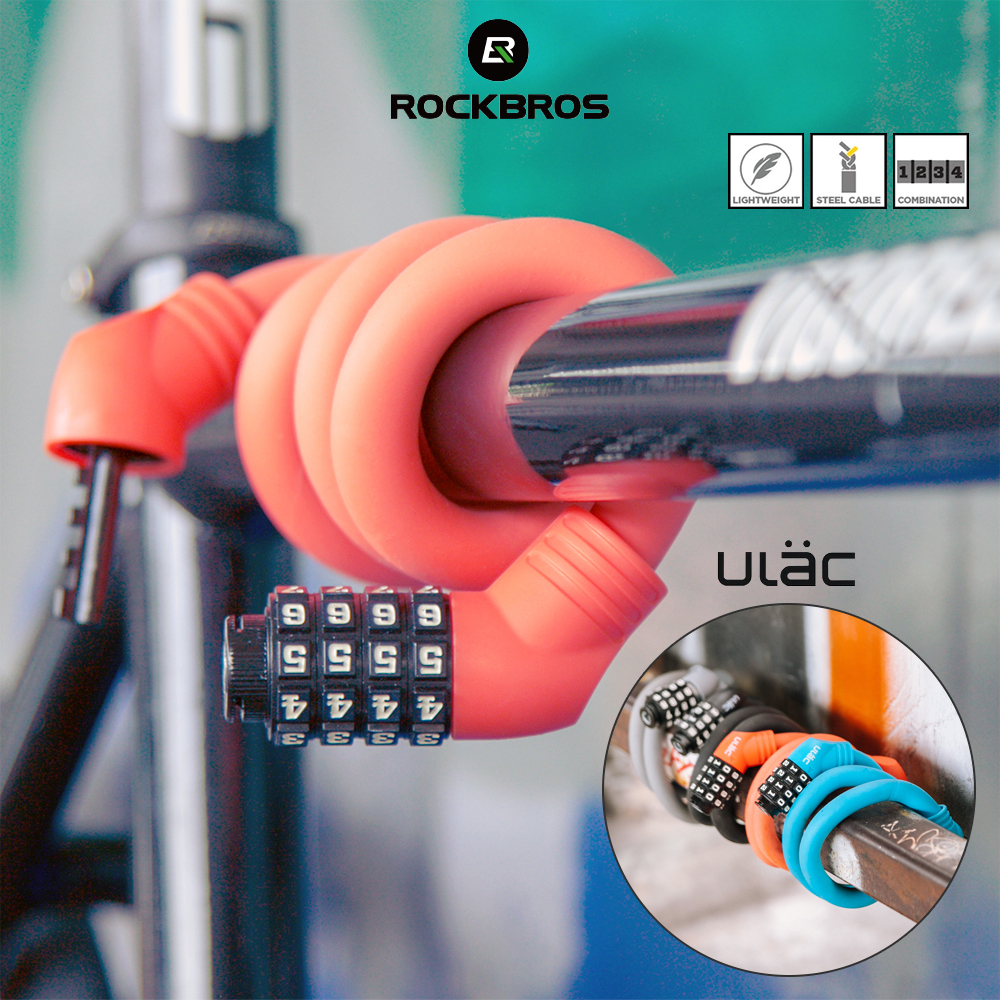 ROCKBROS 自転車 バイク 鍵 ワイヤーロック ダイヤル式 4桁 長い 60cm