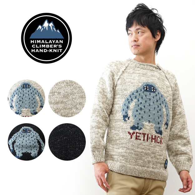 手編み ジャガード クルー セーター HIMALAYAN CLIMBER'S HAND-KNIT