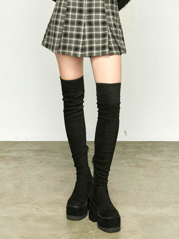 EMODA（エモダ） 厚底 ブーツ スクエア フィット ロング ブーツ