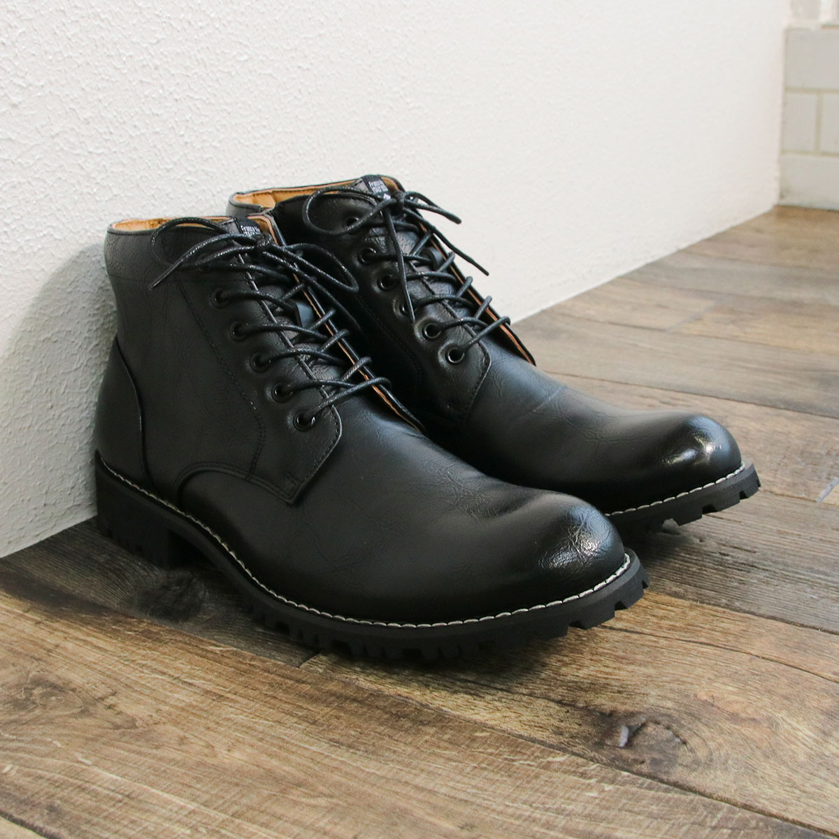 ワークブーツ メンズ 防水 防滑 軽量 レースアップ ブーツ サイド