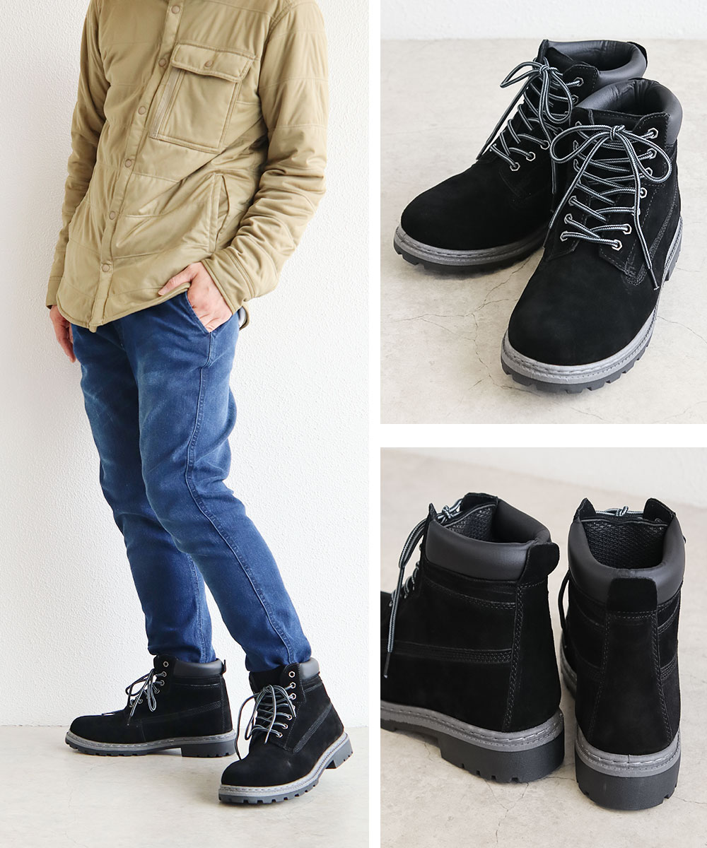 ワークブーツ メンズ 本革 レースアップブーツ ショートブーツ