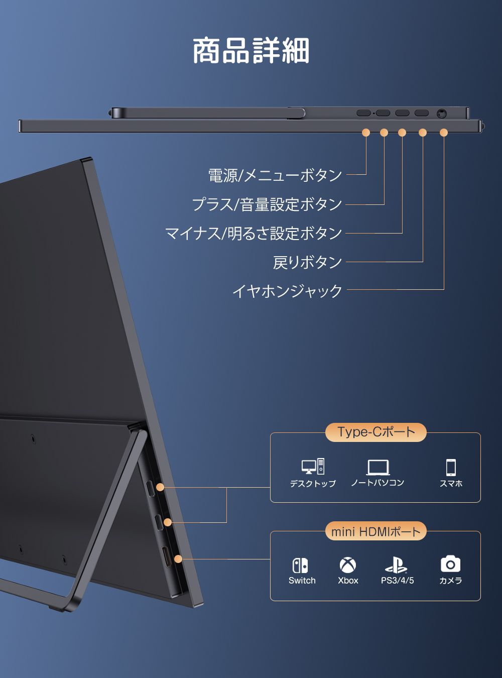 自立式モニター】 EVICIV 144HZ 2K WQHD 17.3インチ モバイルモニター