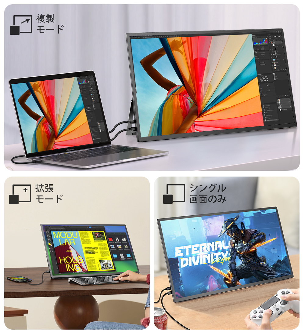 自立式モニター】EVICIV 21.5インチ 120Hz 選べるタッチ モバイル