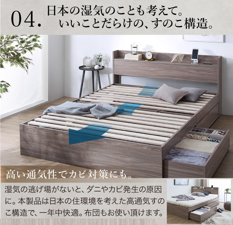 ☆毎日お得☆】 ダブルベッド ベッド 収納付き フレーム マットレス