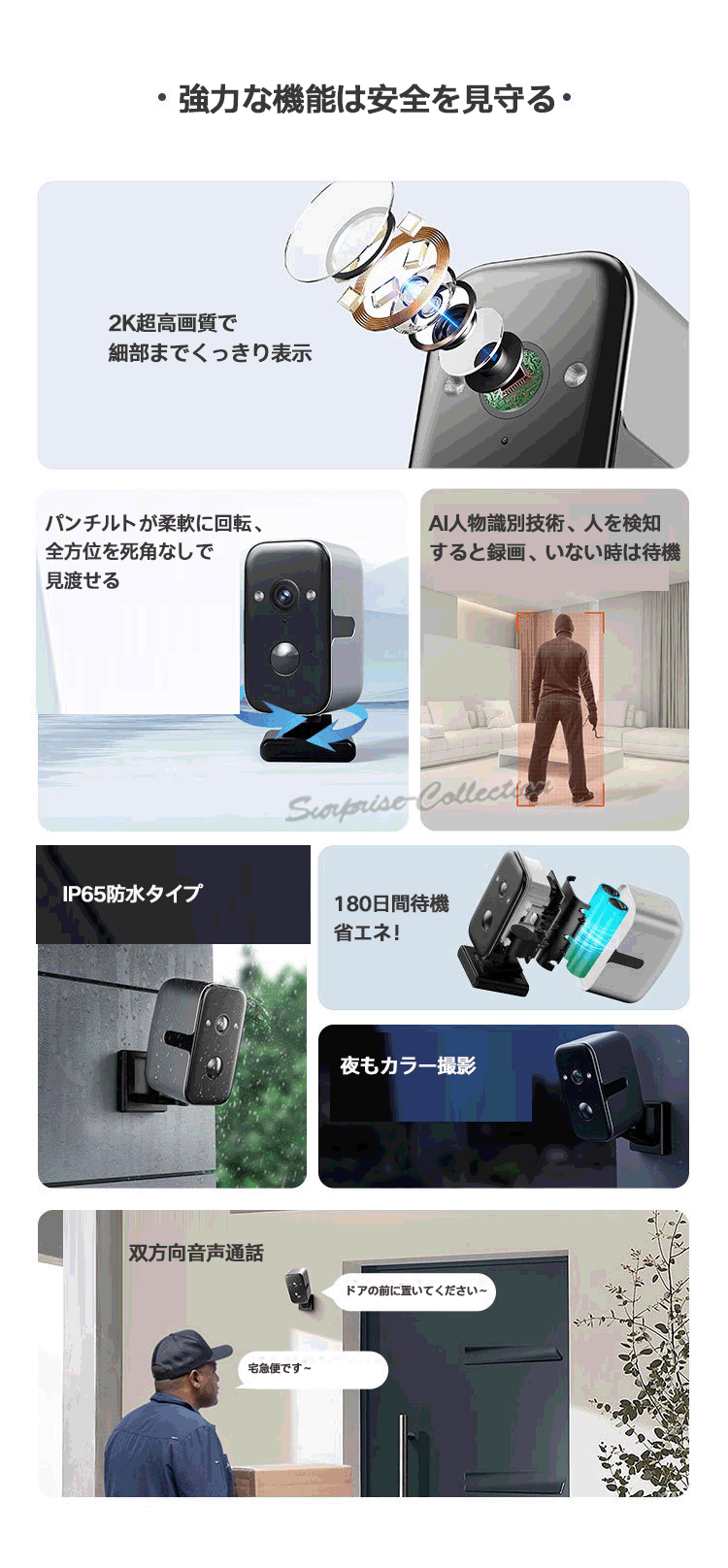 2.4G&5G対応 防犯カメラ 屋 外防水 2K画質 監視カメラ ONVIF 人体検知