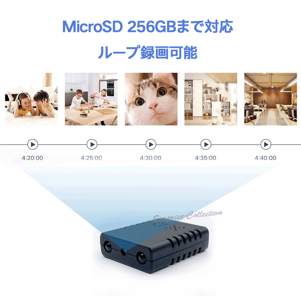 防犯カメラ 小型 ビデオカメラ 内蔵電池録画 マルチスポーツアクション