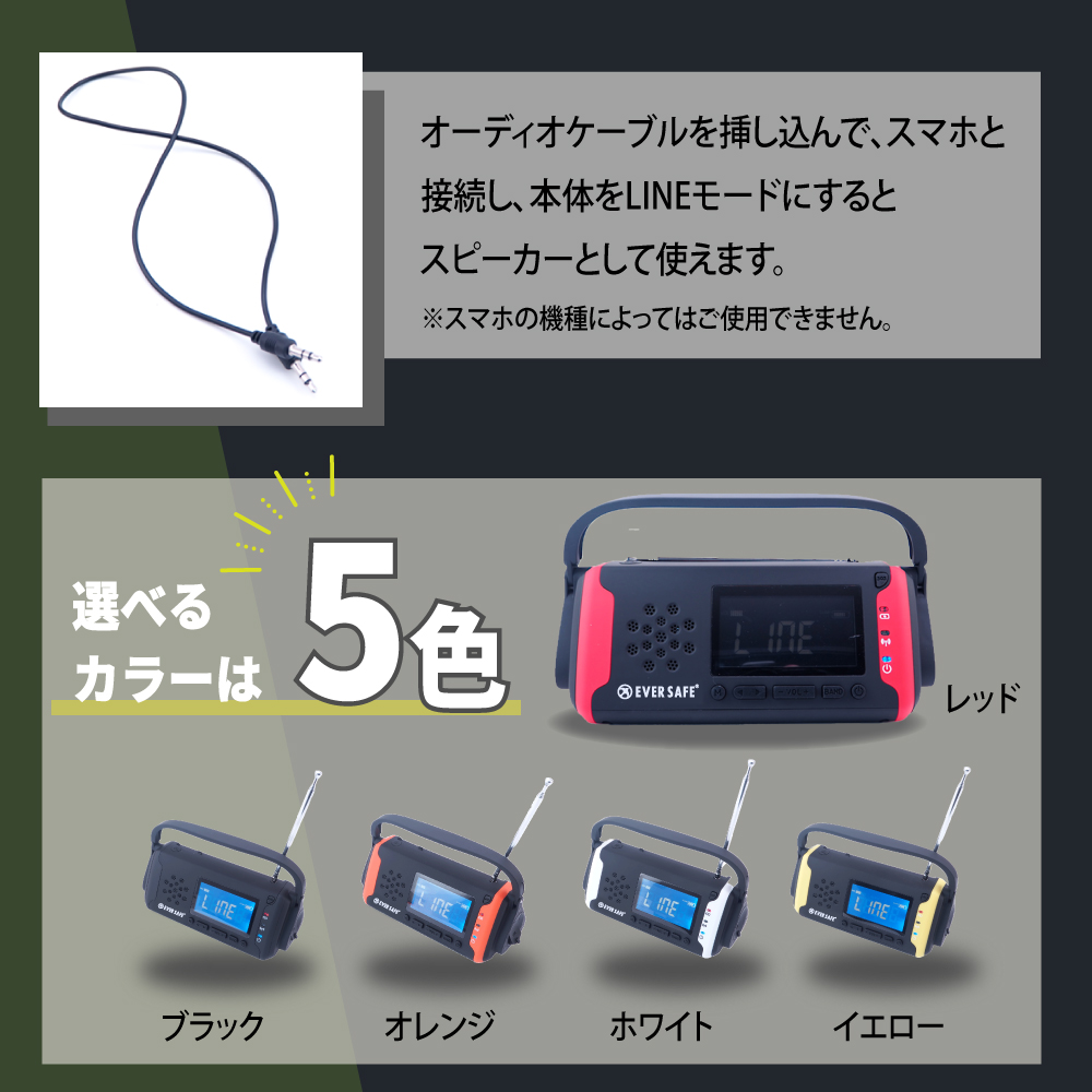 PEACEUP（ピースアップ） 防災ラジオ ライト 10年保存 電池付き 単4