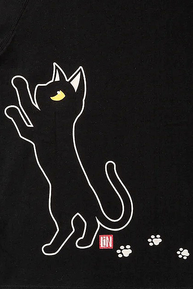 ラミ＆アール 何かが気になるTシャツ LIN AL-75064 黒猫 ねこ ネコ