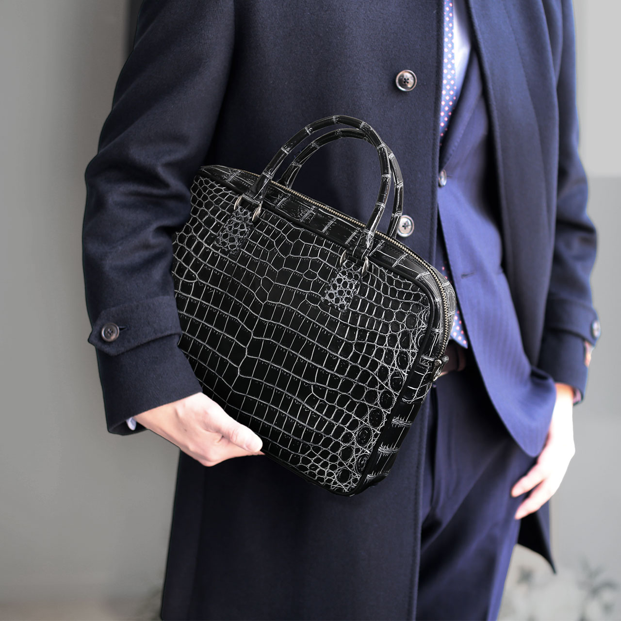 日本製 クロコダイル ブリーフケース メンズ 2way ブリーフ バッグ