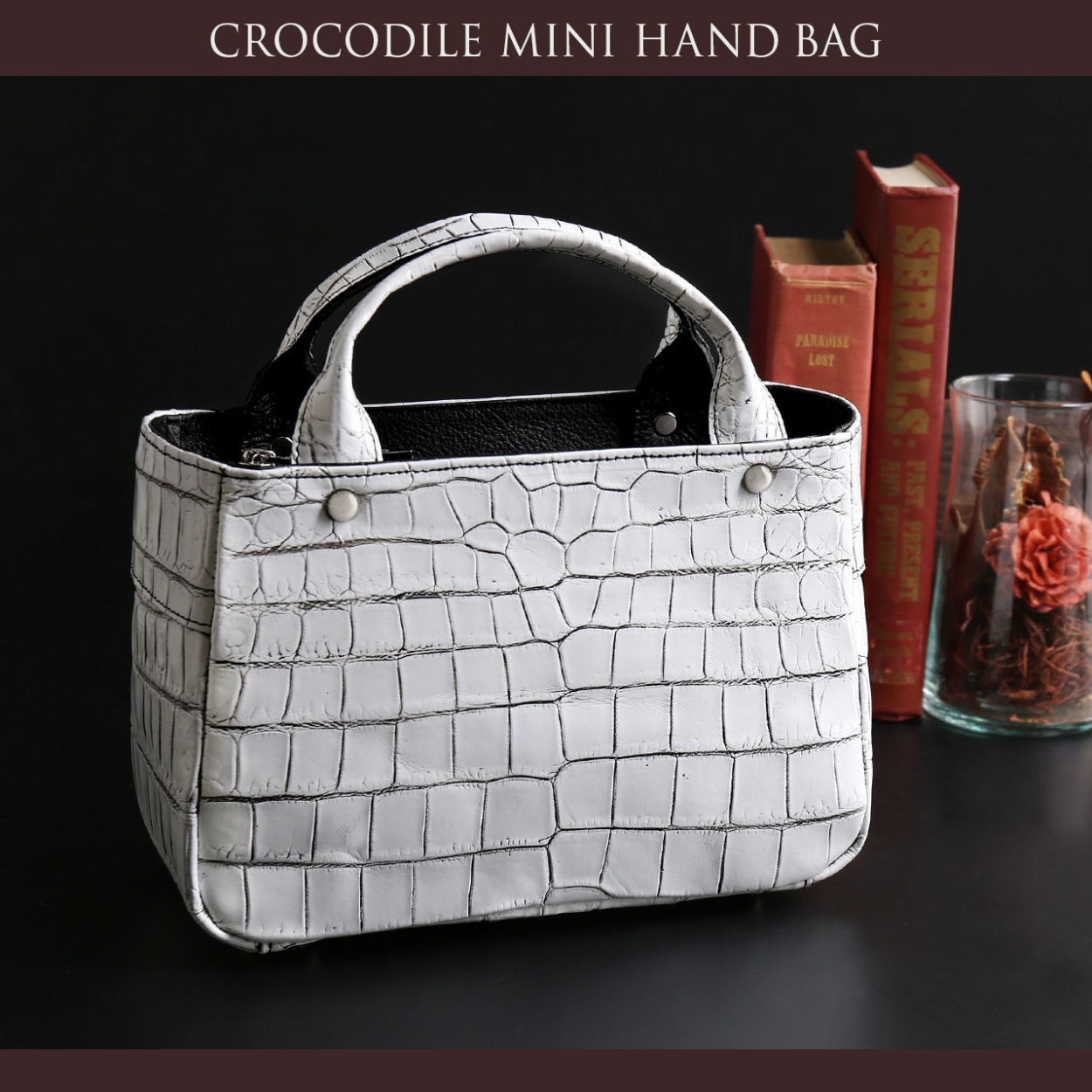 クロコダイル ミニトートバッグ メンズ 日本製 本革 ショルダー 2WAY