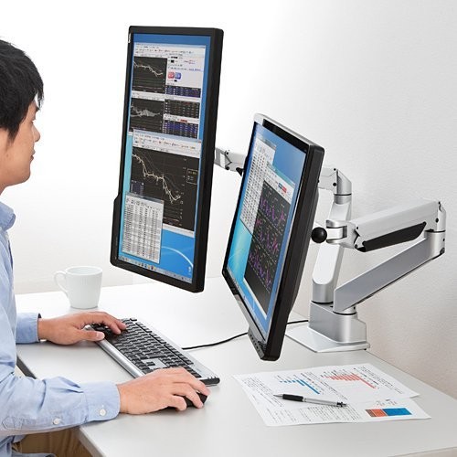 SANWA SUPPLY（サンワサプライ） モニターアーム 2画面 デュアル ガス