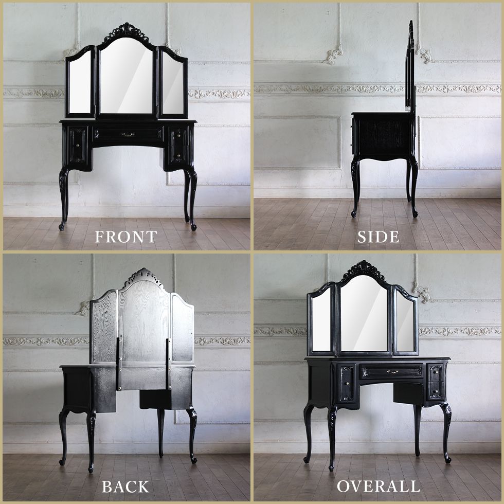 3面鏡 ドレッサー アンティーク ロココ 姫 猫脚 化粧台 ロマンチック