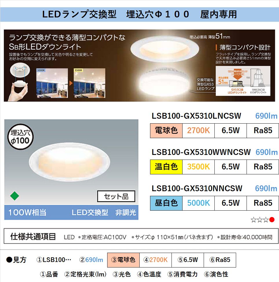 IRIS OHYAMA（アイリスオーヤマ） SB形ダウンライト LEDランプ交換型