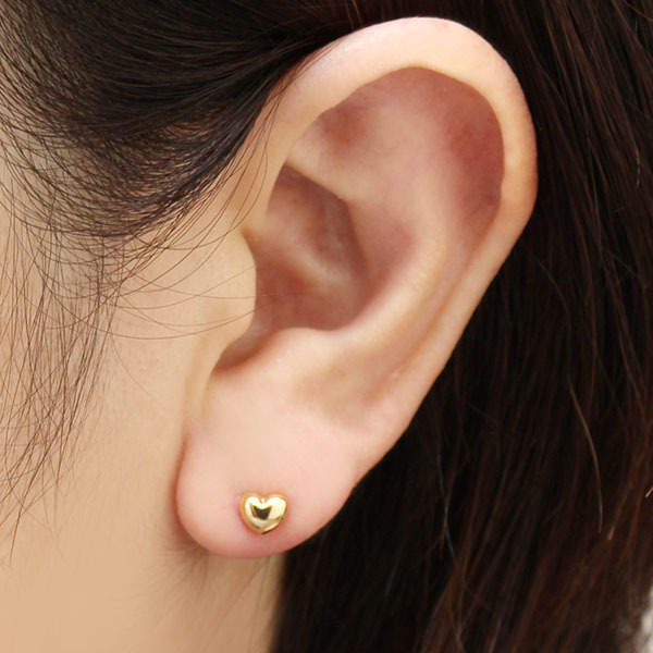 ピアス ハートピアス ゴールドピアス スタッドピアス 18金 k18 18k