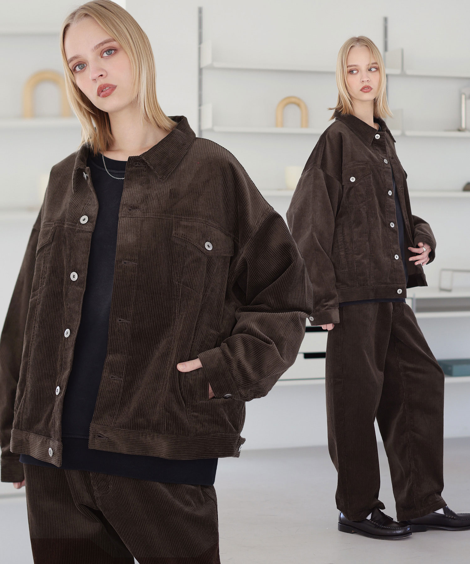 セットアップ 2点セット】デニム コーデュロイ ジャケット ワイド