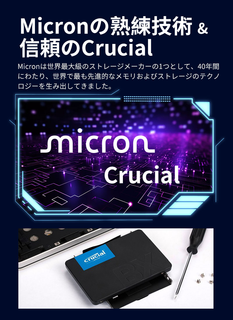 crucial（クルーシャル） SSD 500GB BX500 SATA 6.0Gb/s 内蔵2.5インチ