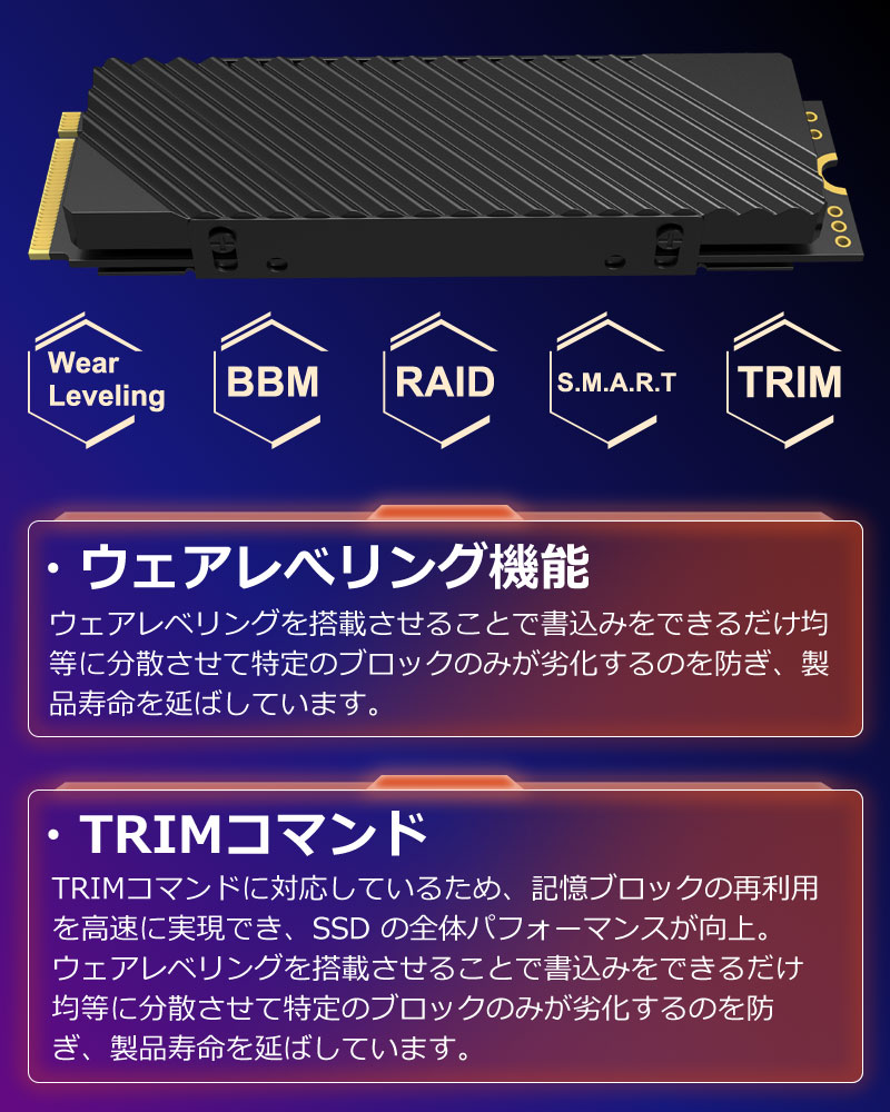 SPD SPD SSD 1TB 3D NAND TLC ヒートシンク搭載 M.2 2280 PCIe Gen4x4