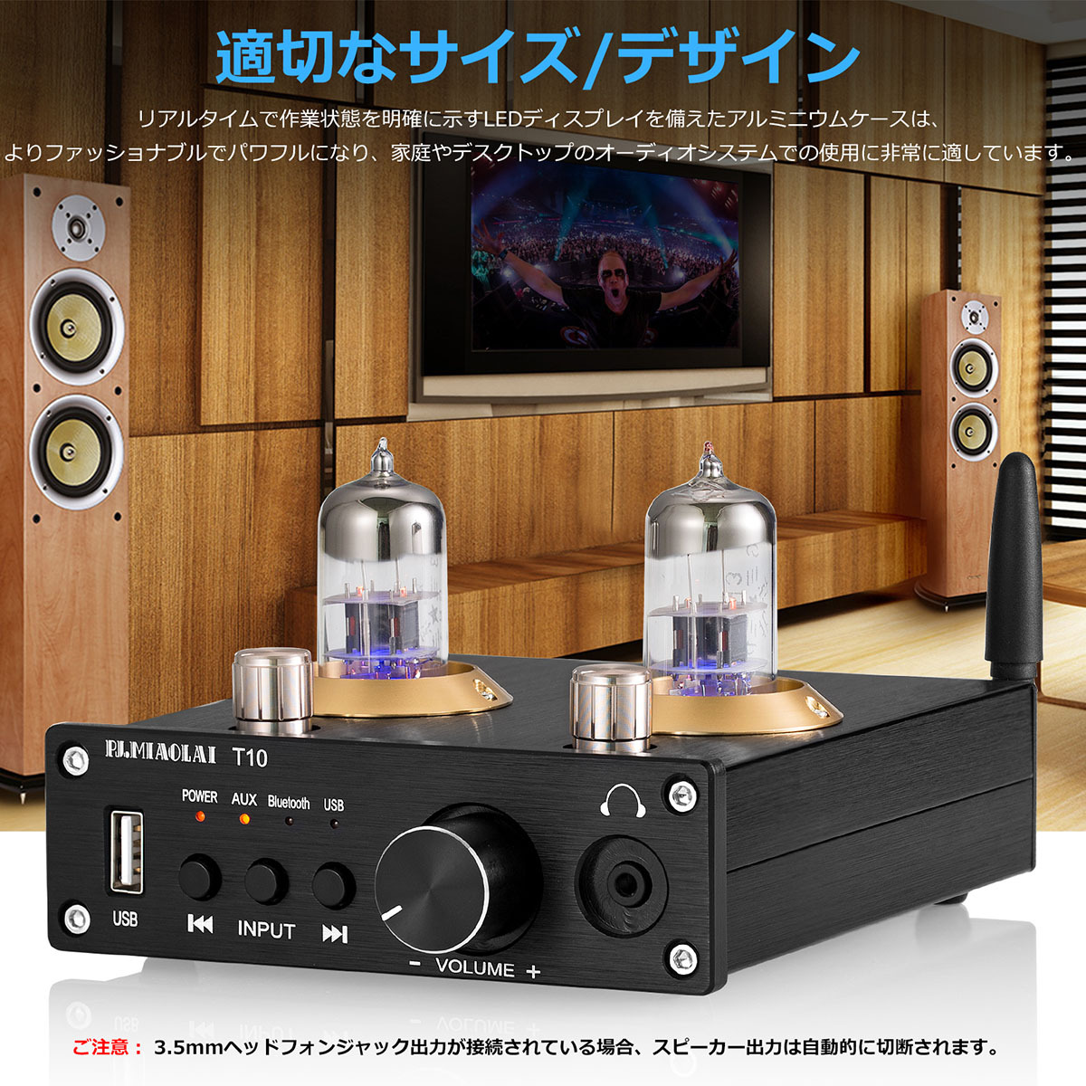 Mini Bluetooth 5.0 6H3N 真空管アンプ ステレオ ヘッドフォンアンプ