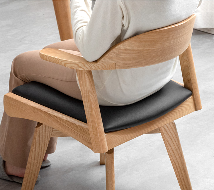 タンスのゲン ダイニングチェア 回転 完成品 2脚セット アッシュ 無垢