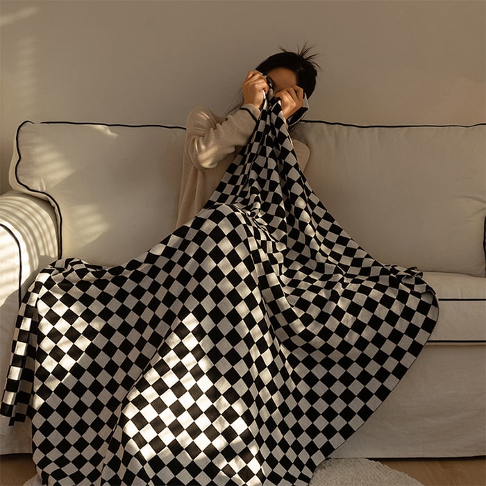 プレゼント ブランケット 大判 ひざ掛け チェック柄 北欧 ソファー