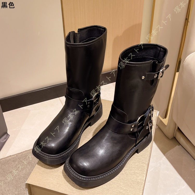 バイク用 エンジニアブーツ レディース 革 ブーツ 厚底 チャンキー