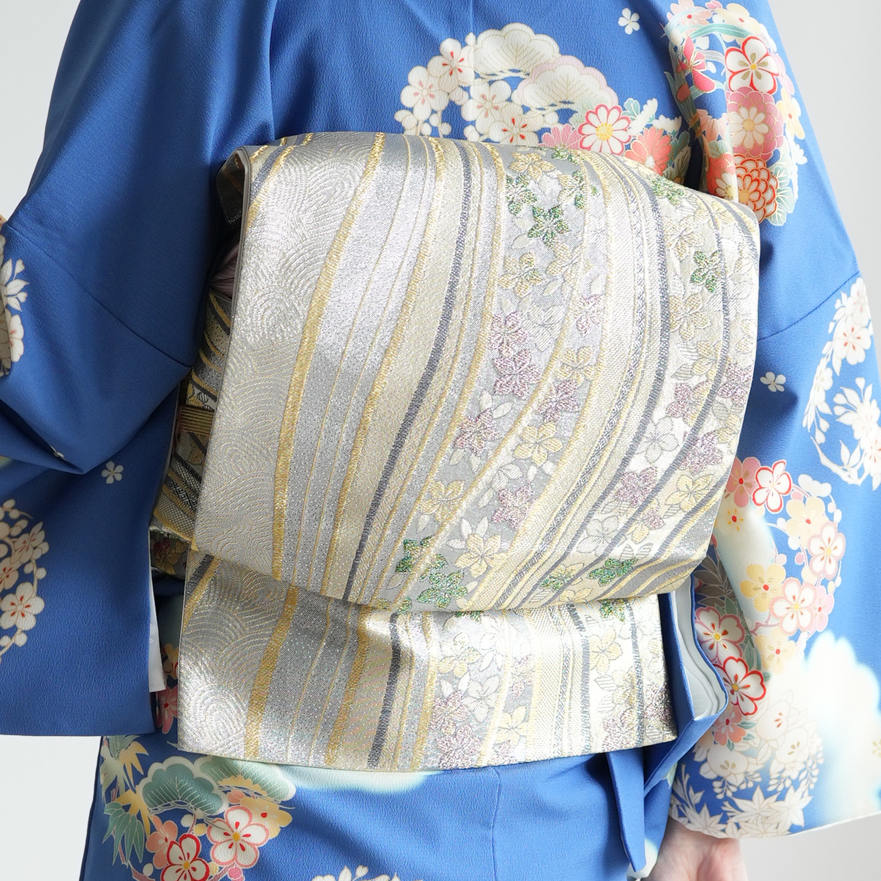 訪問着 レンタル おしゃれ 20点セット JAPAN STYLE 着物 花 青系 卒業