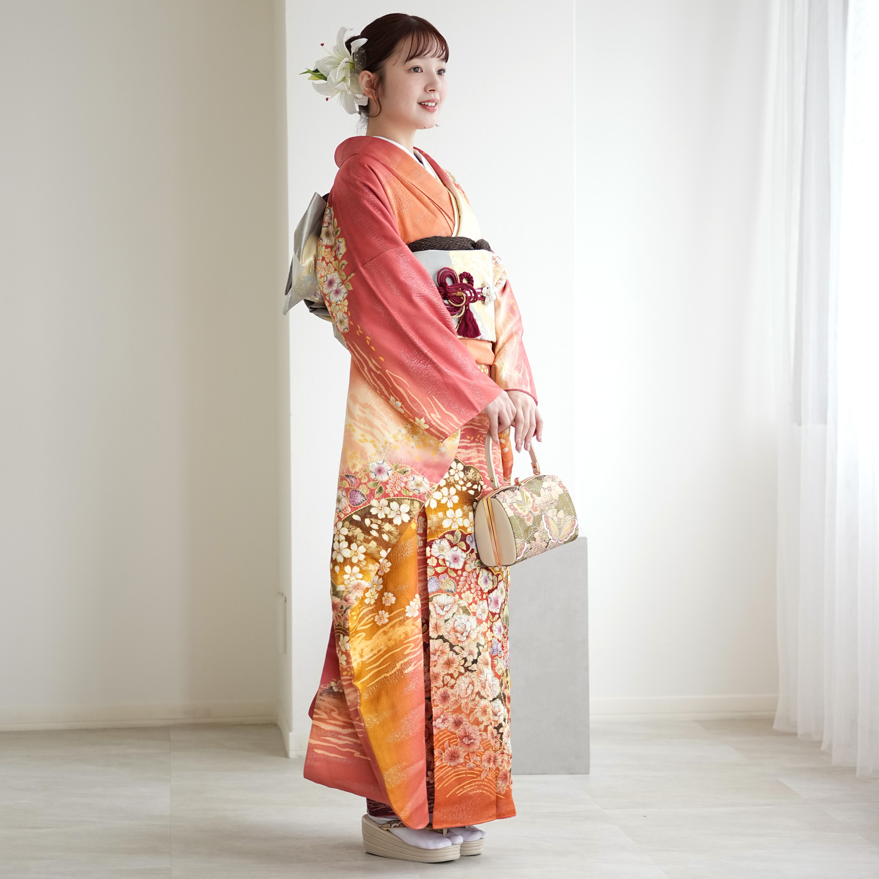 振袖 レンタル 成人式 21点セット 古典柄 レトロ アンティーク系 振袖