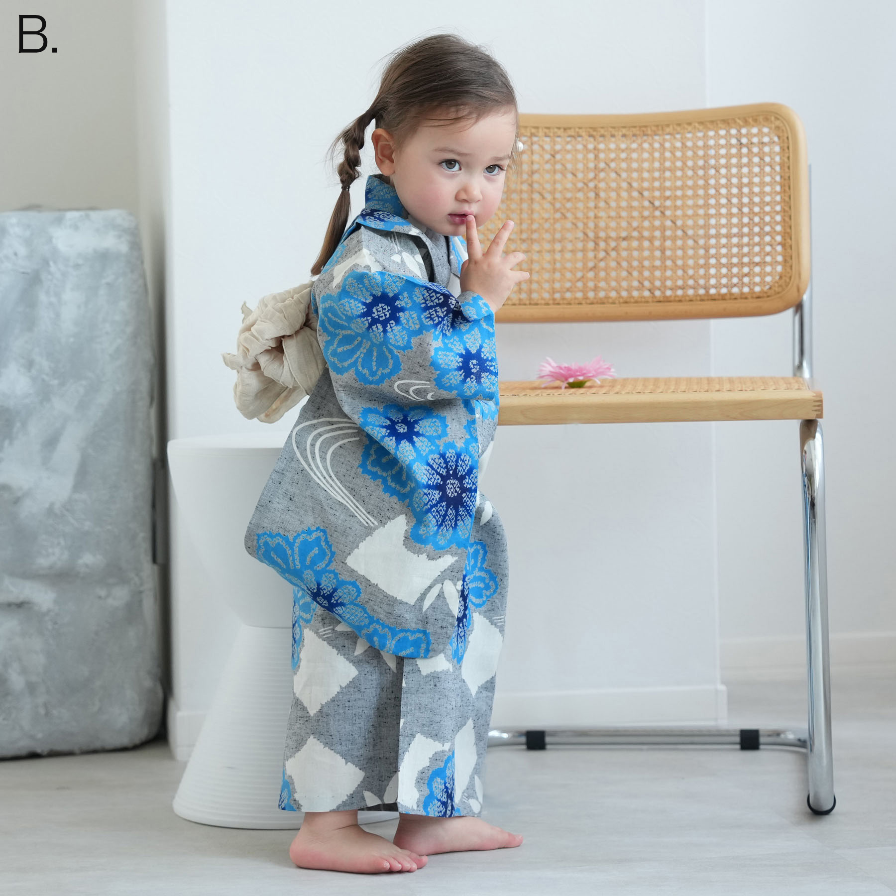 utatane 浴衣 子供 女の子 3点セット（浴衣/帯/下駄）花 菊 ピンク 赤