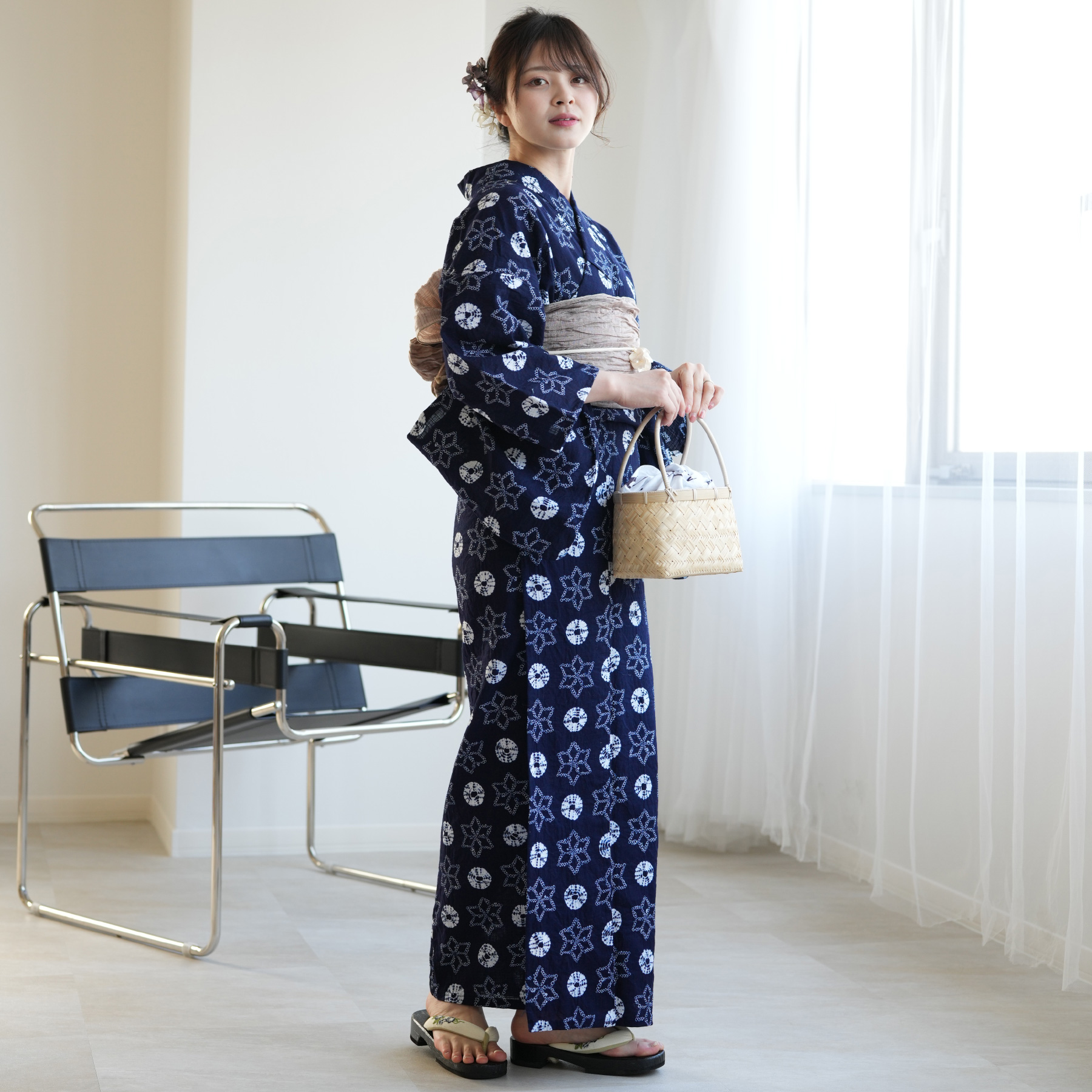 utatane 浴衣 レディース セット 有松絞り 浴衣3点セット 藍色の綺羅星