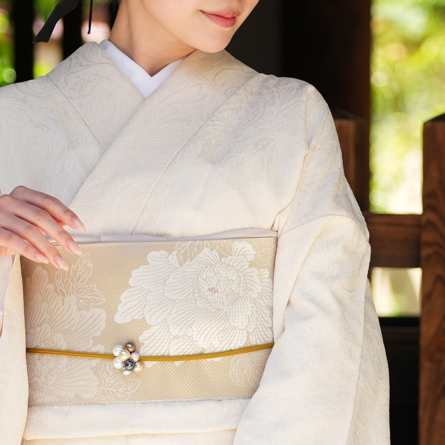 utatane 帯 小袋帯 正絹 半幅帯 博多織 長尺 リバーシブル 牡丹