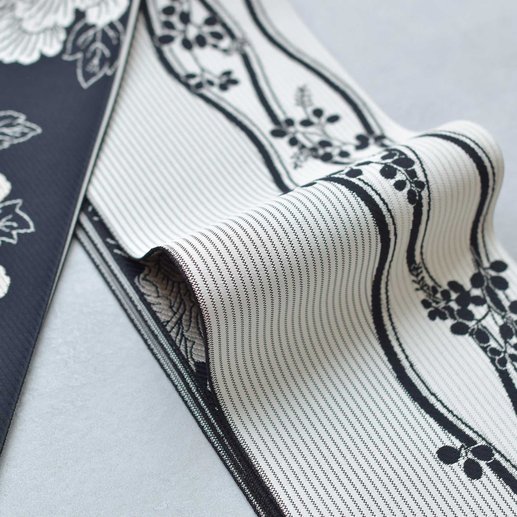 utatane 帯 小袋帯 正絹 半幅帯 博多織 長尺 リバーシブル 牡丹