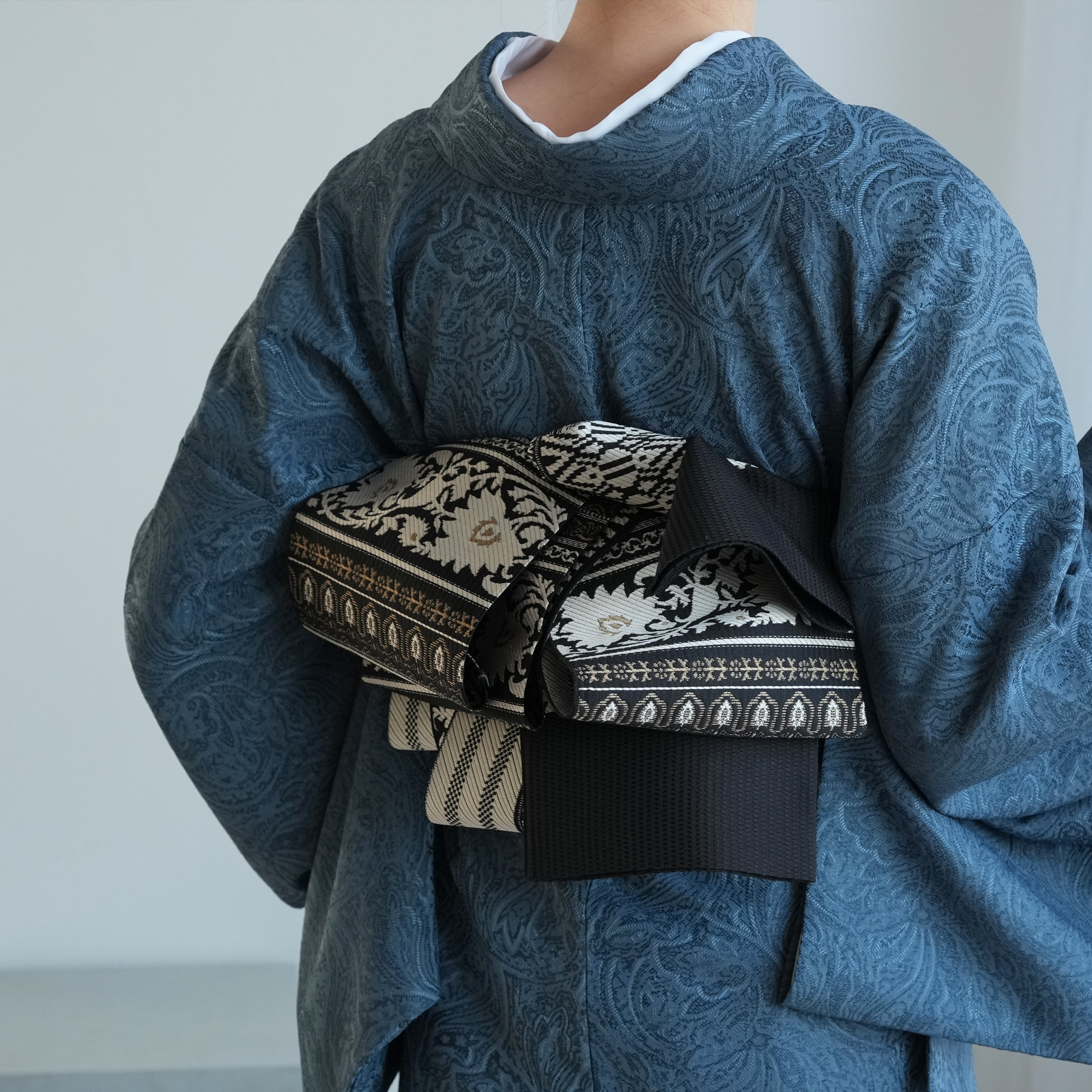 utatane 帯 小袋帯 正絹 半幅帯 博多織 長尺 正絹 リバーシブル インド