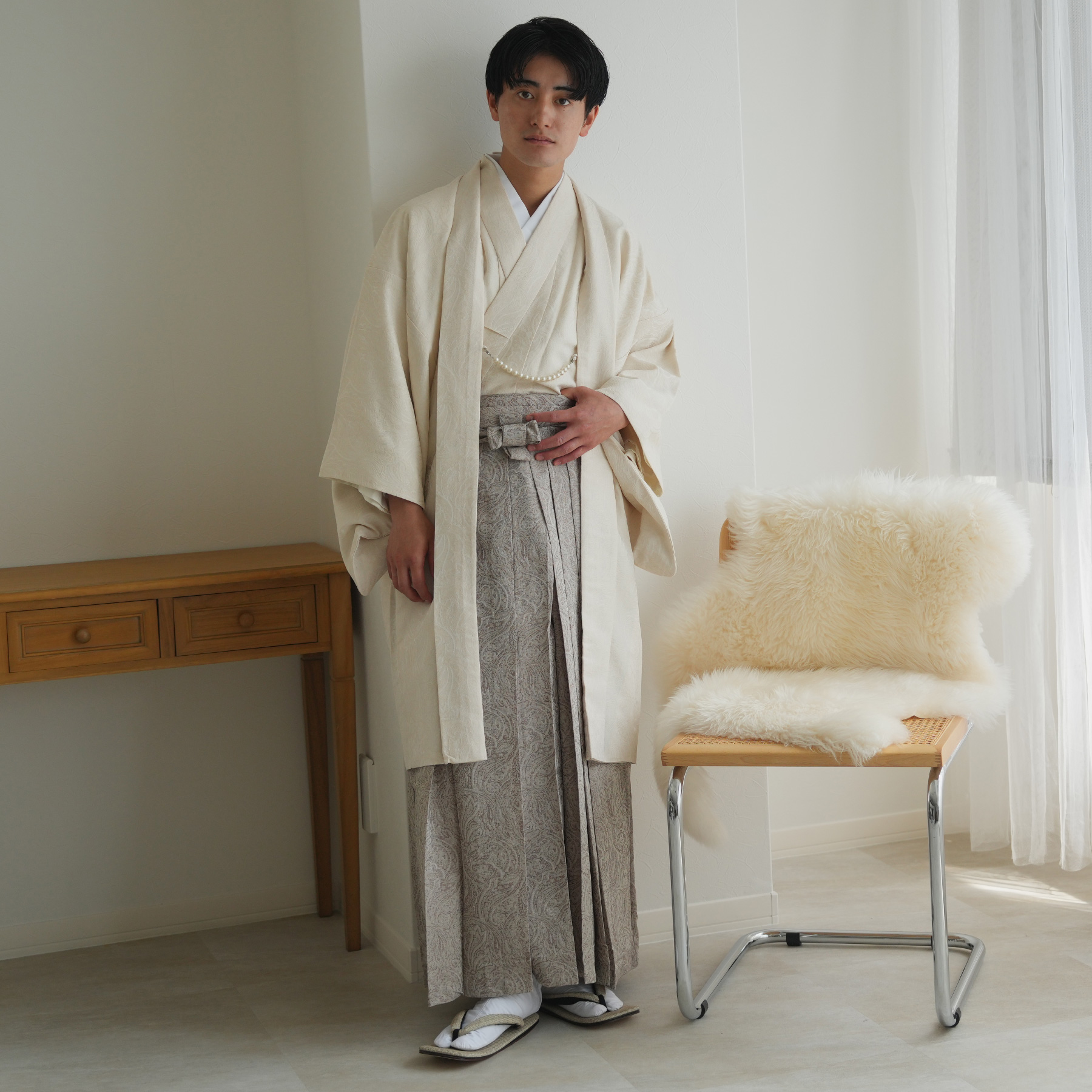 utatane 羽織袴 セット 着物 羽織 袴 角帯 羽織紐 5点セット メンズ