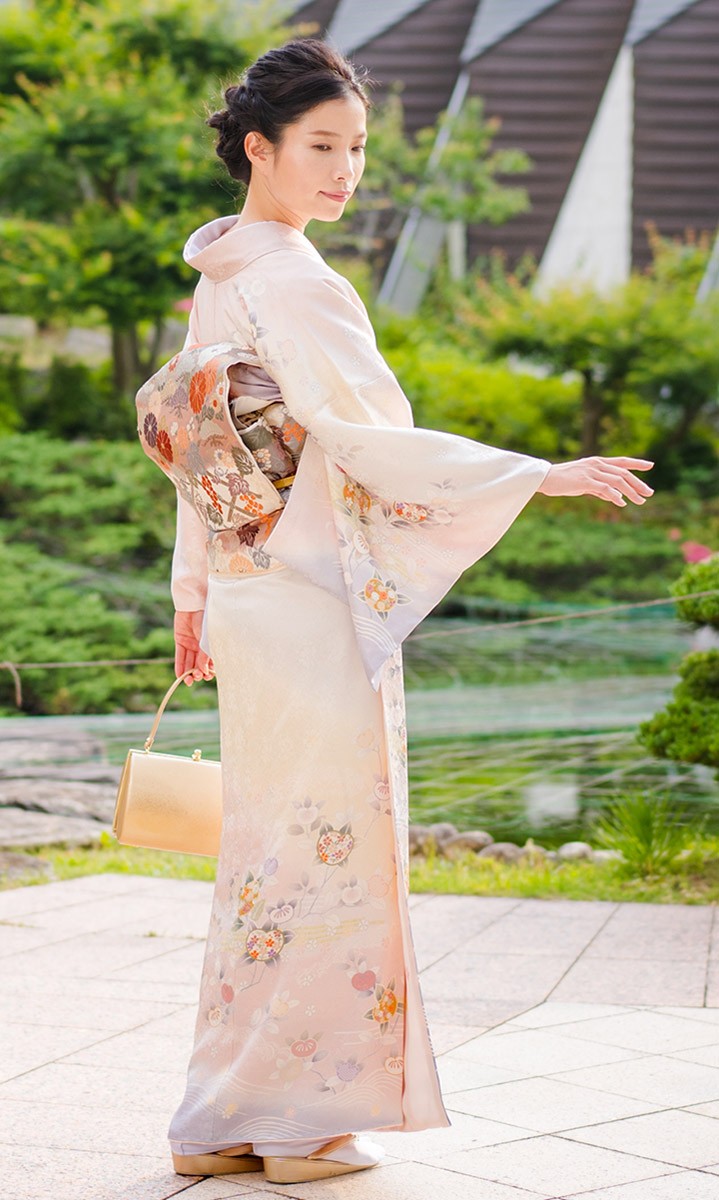 レンタル フルセット 高級正絹 訪問着 HO-MI101 桜色 橘 結婚式 入学式