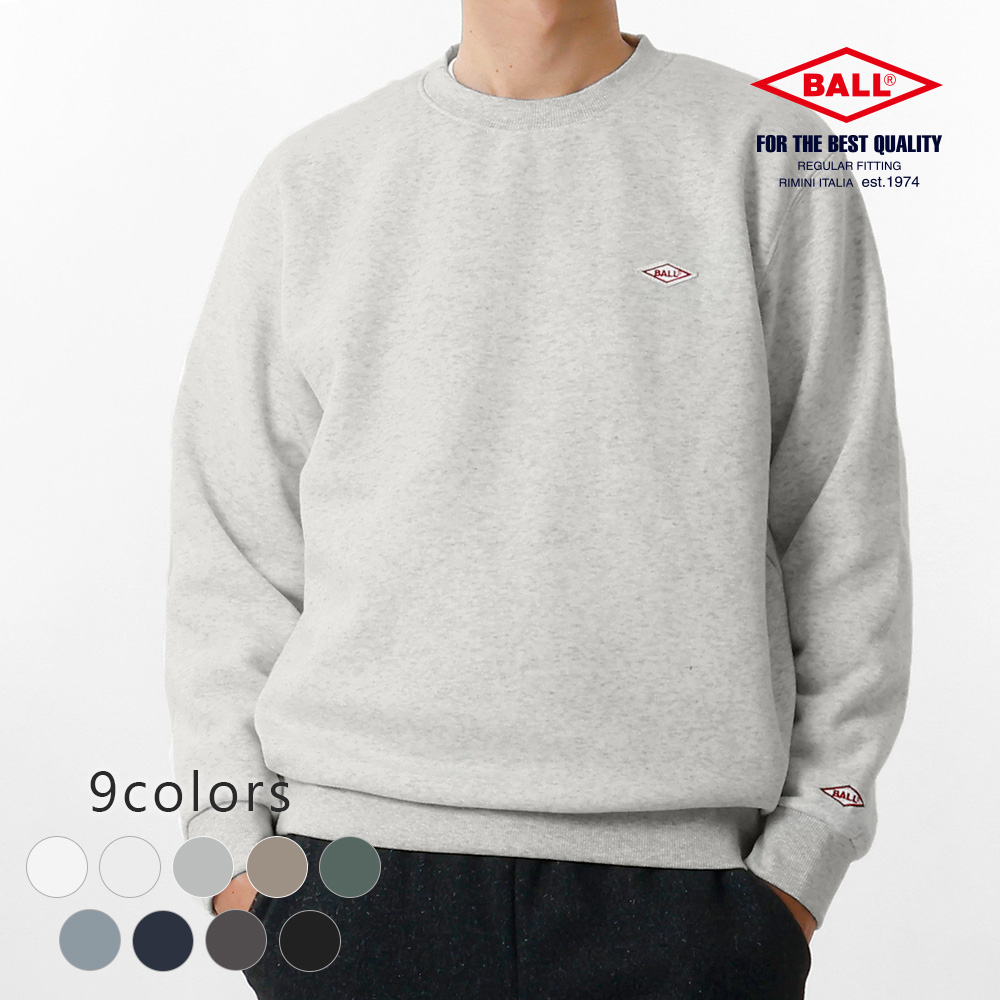BALL トレーナー メンズ 裏起毛 暖かい 冬 厚手 無地 長袖 ブランド 50