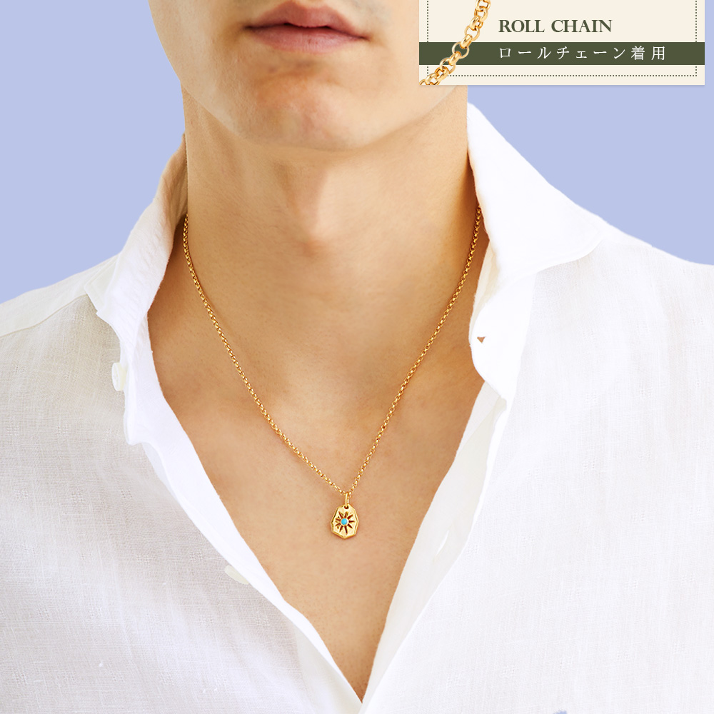 18金 メンズ ネックレス 18k イエローゴールド「Stone Crush