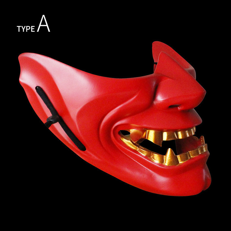 般若 はんにゃ マスク 般若の お面 半顔 樹脂 型 仮面 3色展開(赤/銀