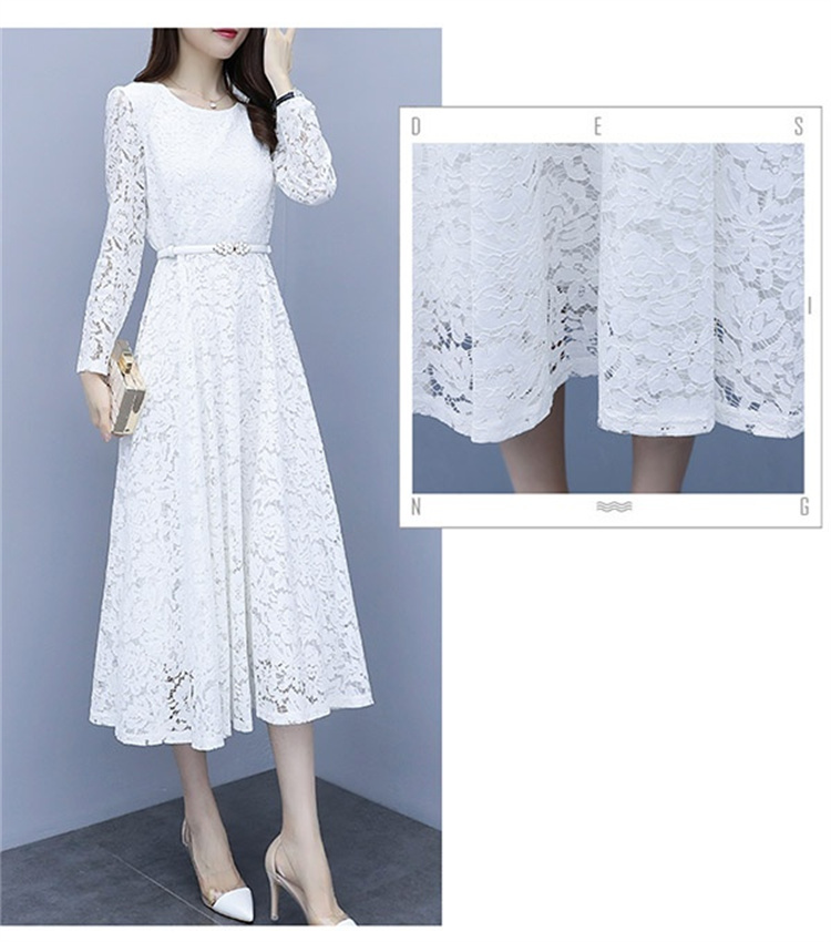 レースワンピース Vネック 袖あり シースルー aライン 大きいサイズ