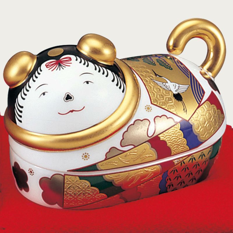 ノリタケ Noritake 桃の節句 置物 歳時記 蓋物 犬筥（いぬばこ） K102